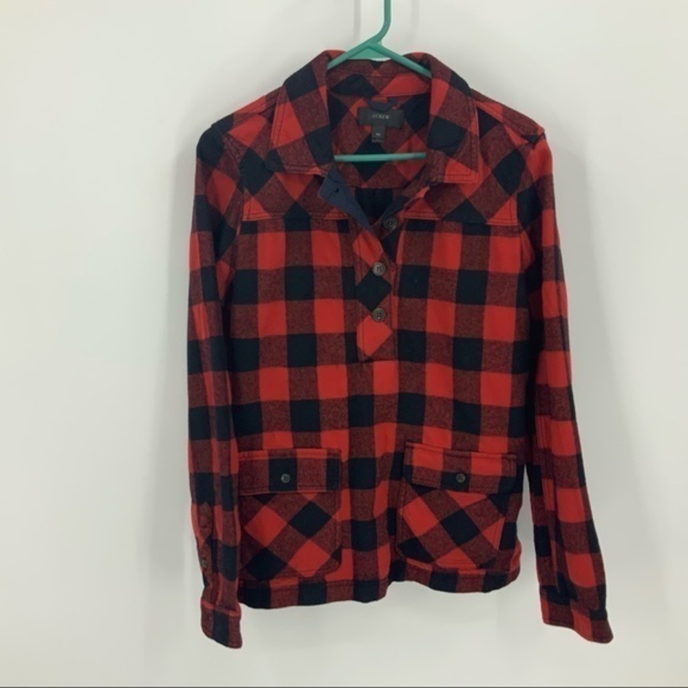J.Crew holiday 2017 buffalo check pull over flannel Shacket jacket M